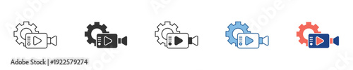 Set of diverse vector icons showcasing video production and media configuration options, essential for user interface design, software development, and digital content management applications