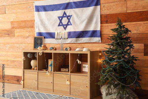 Interior of festive living ...