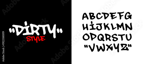 Dirty Style Graffiti Alphabet Set. Bold Black Urban Lettering Collection with Gritty Texture for Streetwear and Poster Design.