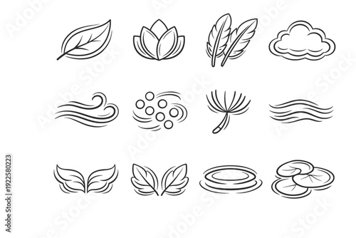 Soft outline vector pollen double echoed icons arc strokes ripple mist icon