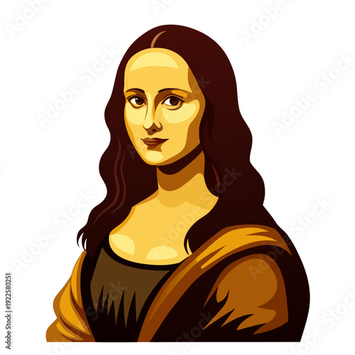 Stunning illustration of Mona Lisa with enigmatic smile