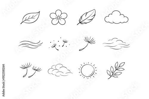 Icon botanical seed simple wave airy peaceful nature vector image generation slow