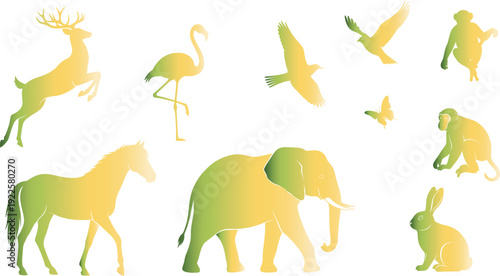 A vibrant collection of diverse animals in a playful and artistic arrangement