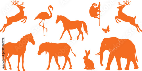 A vibrant collection of diverse animals in a playful and artistic arrangement