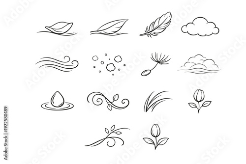Simple calm grass image icon vector margin wave quiet halo generation outline