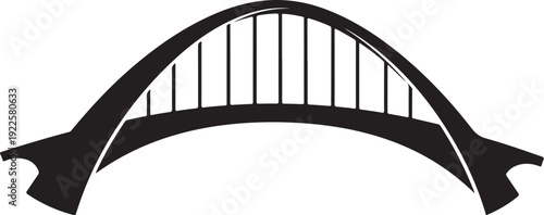 Simple black silhouette of an arched bridge structure