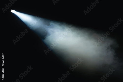 Light rays beam through smoke and fog on dark background with glowing sunlight effect, misty atmosphere and dramatic spotlight texture. isolated on transparent PNG, Cinematic