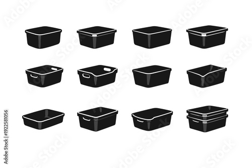 Simple carry container vector reinforced concept bin image detail chamfered ergonomic icon