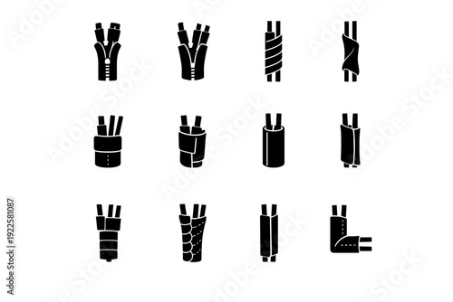 Wrap compact icon minimal vector geometry sleeve wire profile cable