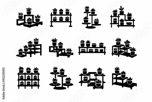 Display generation unit image designs plant simple vector icon furniture height modular