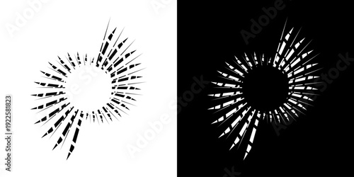 Dynamic abstract spiral sound wave rhythm lines. Circular spiral sound wave rhythm of lines. Circular futuristic abstract lines, black and white background.