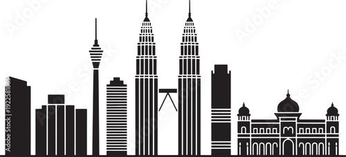 Kuala Lumpur Malaysia city skyline silhouette vector illustration on transparent background