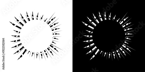 Dynamic abstract spiral sound wave rhythm lines. Circular spiral sound wave rhythm of lines. Circular futuristic abstract lines, black and white background.