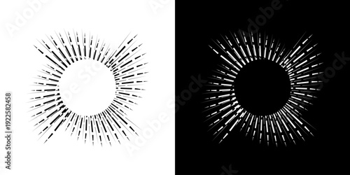 Dynamic abstract spiral sound wave rhythm lines. Circular spiral sound wave rhythm of lines. Circular futuristic abstract lines, black and white background.