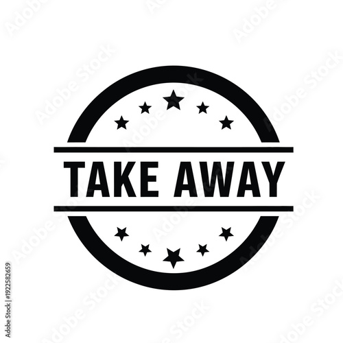Vector illustration icon black take away label with stars