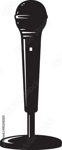 Black Microphone on Stand Illustration for Music and Podcasting