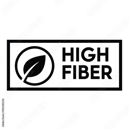 Vector illustration icon high fiber label icon with leaf symbol