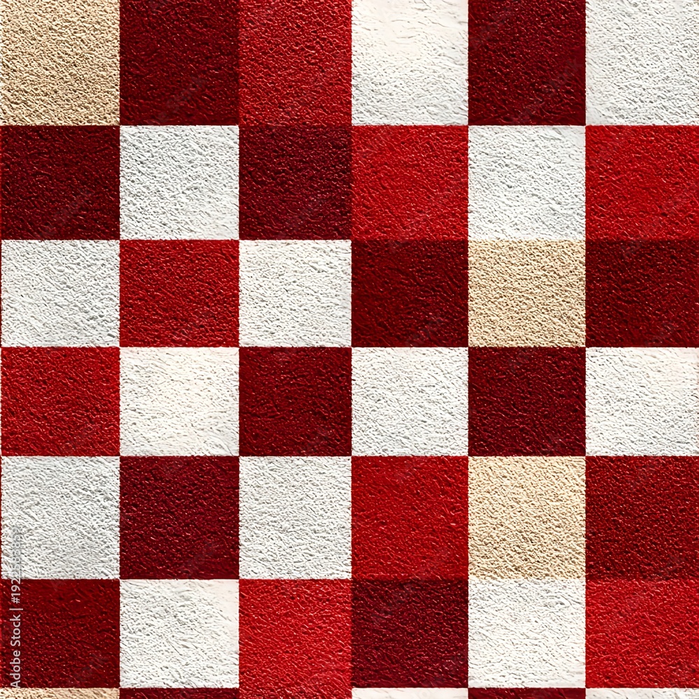 Fototapeta premium Red and White Checkerboard Pop Art Pattern