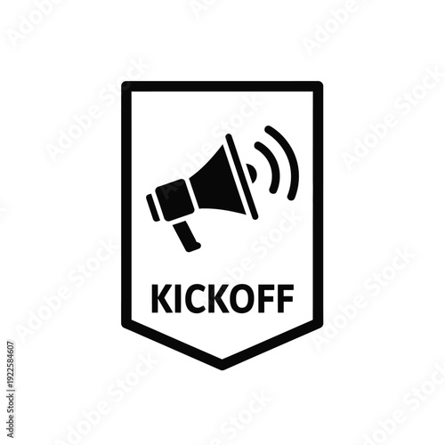 Vector illustration icon black kickoff badge icon with megaphone