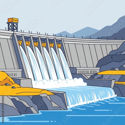 Dam with water flowing out.