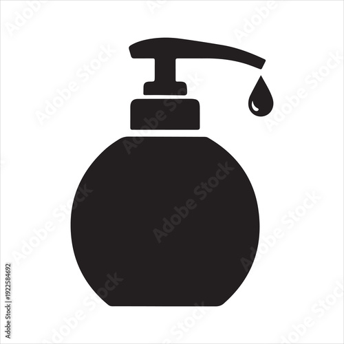 Liquid soap dispenser vector icon Shampoo soap facial cleanser icon with transparent background