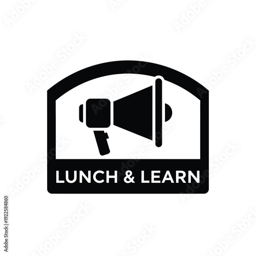 Vector illustration icon black lunch and learn icon with megaphone