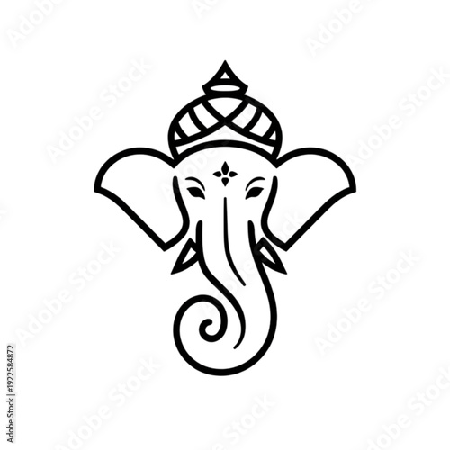 Lord Ganesha Outline Logo Icon – Minimal Hindu God Ganpati Line Art Vector Illustration. Ai generated