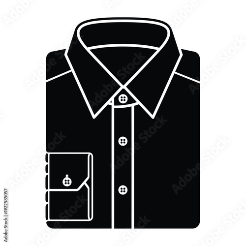 Vector illustration icon black dress shirt with collar and buttons illustration