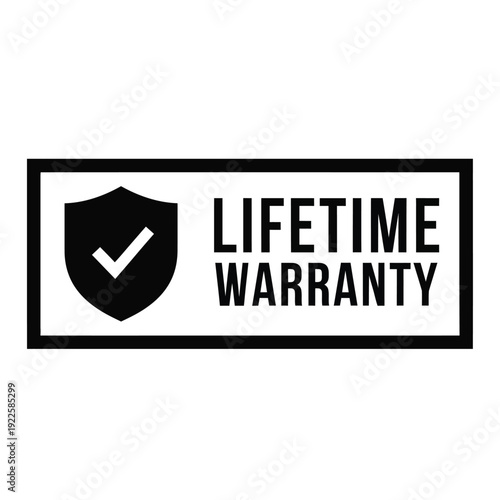 Vector illustration icon lifetime warranty label with shield icon