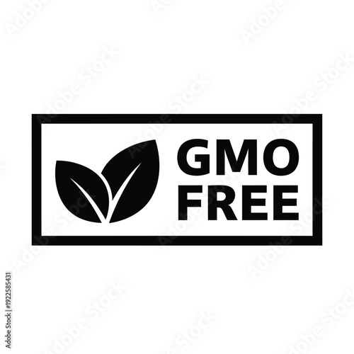 Vector illustration icon gmo free label icon with leaves on isolated for design use