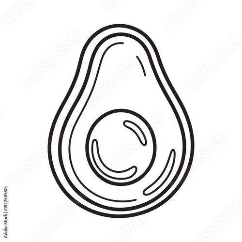 Healthy Organic Avocado Fruit Half Line Icon for Nutrition and Vegan Food Concepts