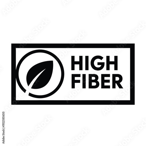 Vector illustration icon high fiber label icon with leaf symbol
