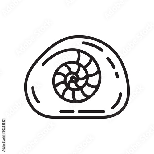 Ancient Ammonite Fossil Icon Representing Paleontology Science and Prehistoric Marine Life Discovery