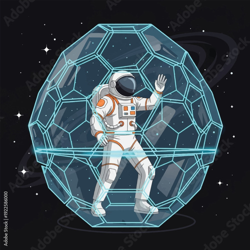 Astronaut in Space Suit Waving.