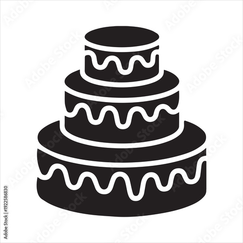 Three tier wedding cake icon design