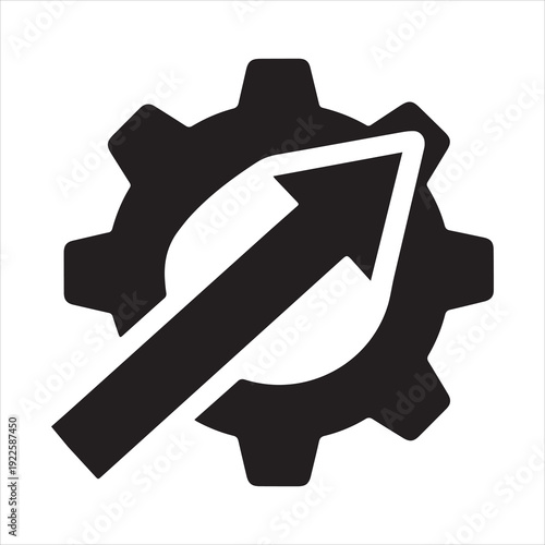 Arrow and cog icon, integration icon process development icon