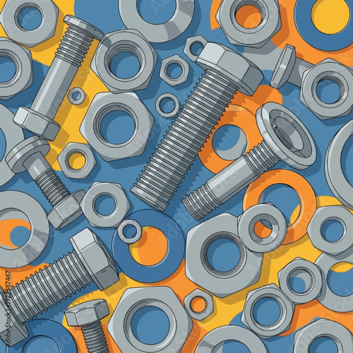 Bolts and nuts hardware closeup.