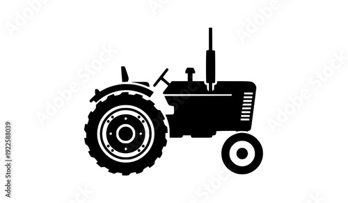 Vintage farm tractor silhouette icon vector