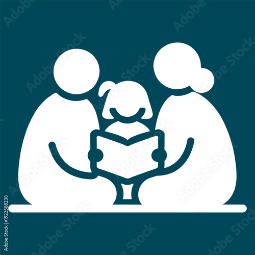 Family Reading Time: A simple yet touching illustration depicts a family immersed in the shared joy of reading. A parent guides a child through a captivating story.