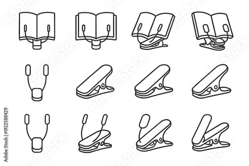 Smooth icon tension clip clean holders clamp book flexible jaw wide vector