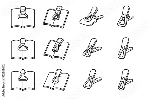 Holder geometry vector clean silhouette book modern stationery clip clear icon form