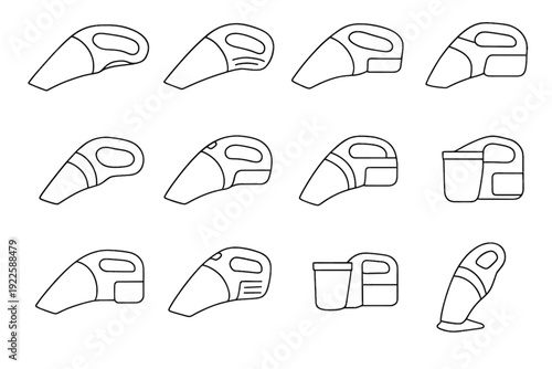 Cone portable form cleaning removable vector functional icon cordless modern mini vacuum