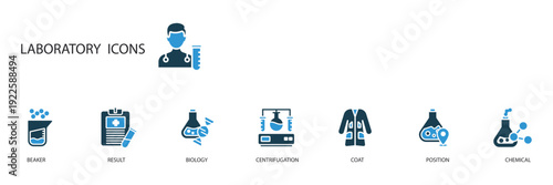 laboratory icons set outline and Flat Style,transparent background