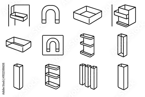 Vector space outline fridge mount style functional rack accessory icons icon shelf