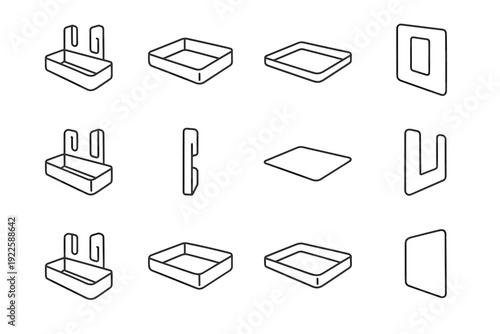 Functional magnetic design minimalist backing fridge icon shelf profile vector geometry organizer