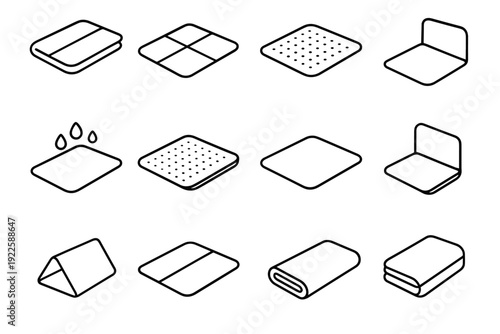Mat core design icon outline compact vector flat layout foldable drying aesthetic