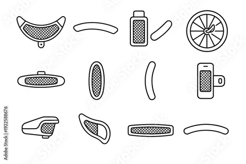 Icon outline side texture form cycling icons vector bike strip equipment reflector