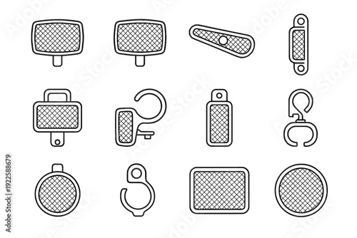 Reflector icon accessory spoke round geometric mounting bike plate surface vector icons