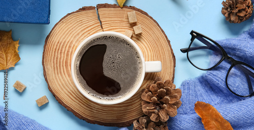 Cup of coffee with eyeglass...