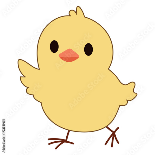 Cute Chick Icon. Lovely Easter Holiday Mascot. Cartoon Chicken Character Isolated on Background. Funny Childish Drawn Chick Bird Portrait for Ester Party Greeting card Decoration.